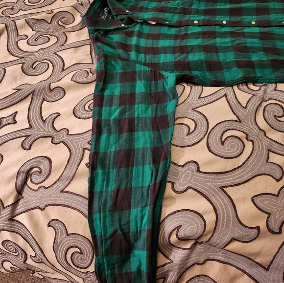 $OLD! 138 Polo Ralph Lauren GREEN& Black Plaid Double Faced Flannel Shirt Sz Lrg - Picture 2 of 9